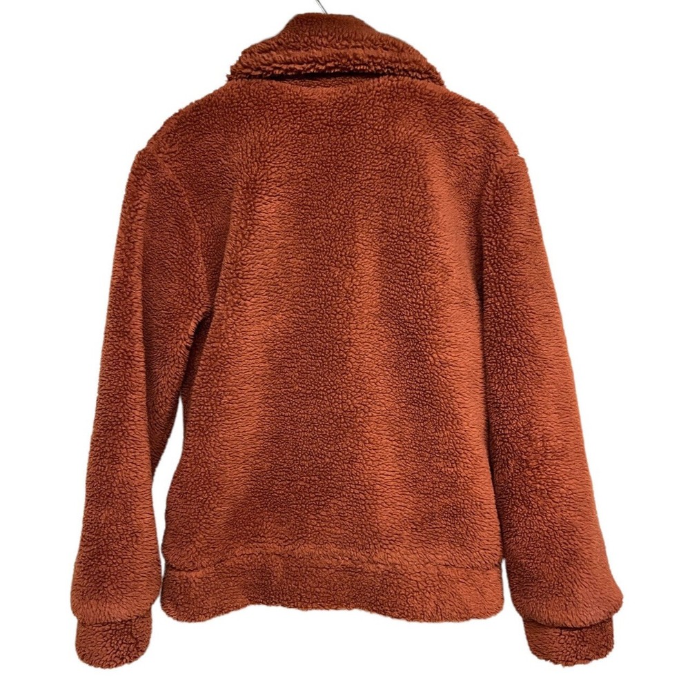 Anthropologie Elodie Faux Sherpa Shearling Teddy Coat Oversized Rust Size Small - Picture 2 of 7